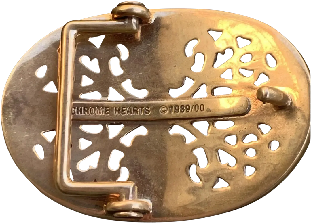 CHROME HEARTS 'BRONZE' OVAL CROSS BELT BUCKLE