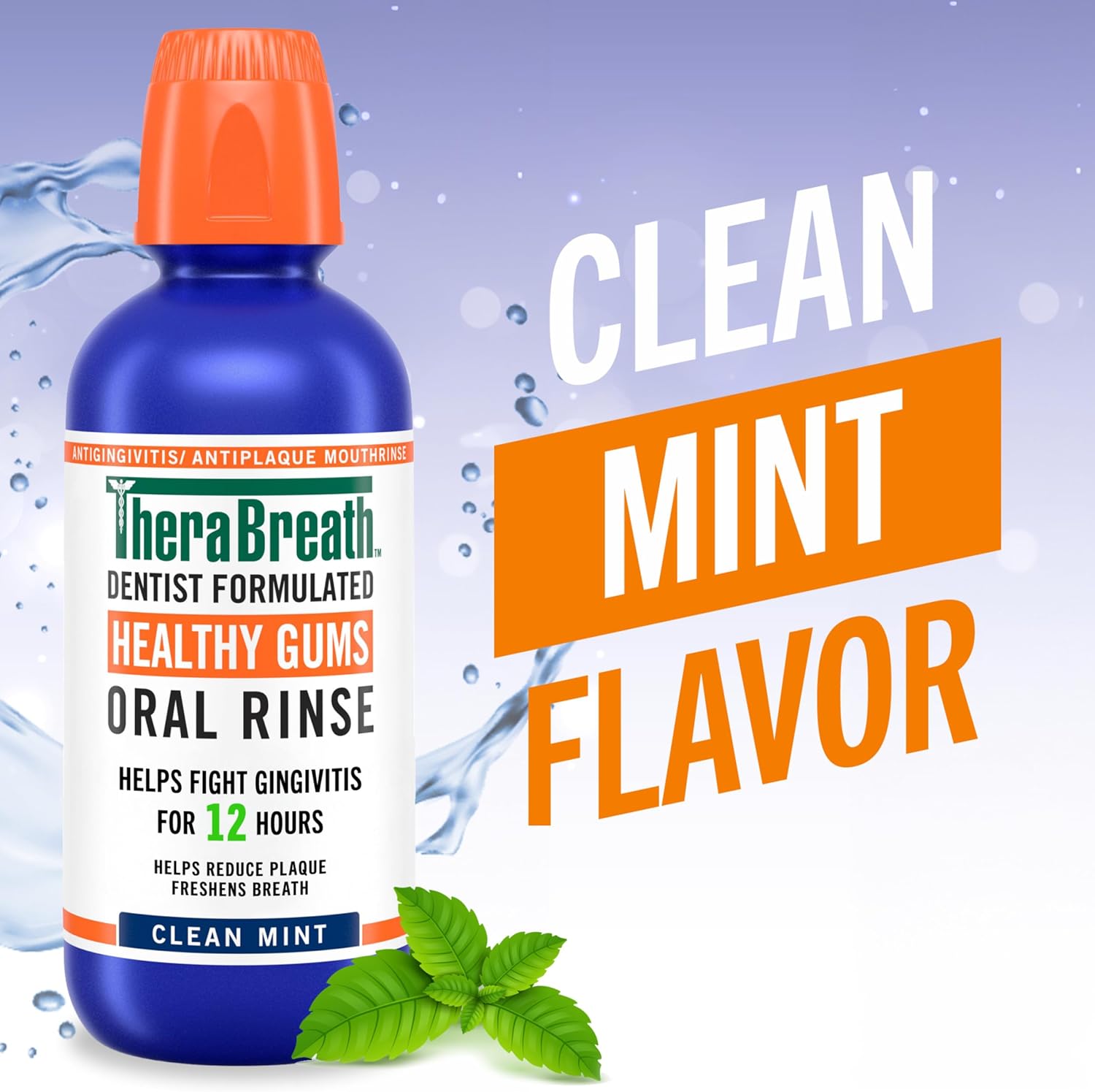 TheraBreath , Encías saludables, periodontistas de 24 horas, formulada enjuague oral de CPC, menta limpia, 16 fl oz (paquete de 2)