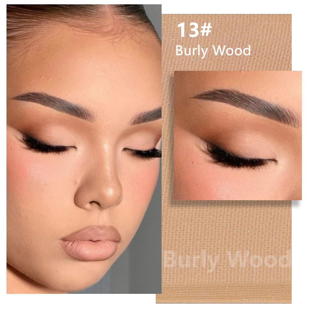 Kaely Maquillaje de sombra de ojos individual prensado, marrón nude claro mate altamente pigmentado, paleta de sombras de ojos monocromáticas altamente pigmentadas, mini sombra de ojos en polvo neutro impermeable, sombras para ojos, ligero mezclable, 13