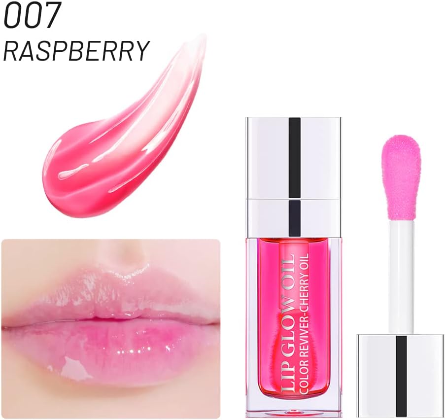 007# RASPBERRY Moisturizing Lip Glow Oil Hydrating Lip Gloss 0.2 fl oz (6 ml)