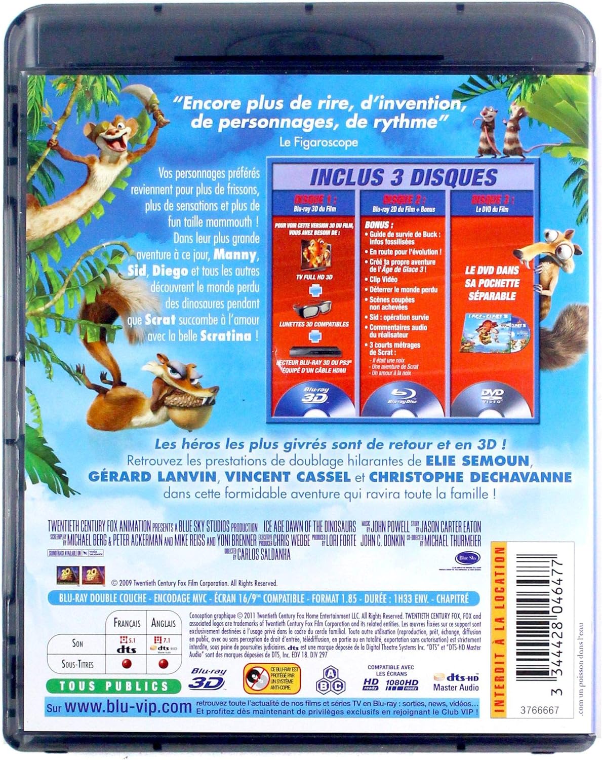 L'Age de Glace 3 - Blu-ray 3D Active + Blu-ray 2D + DVD