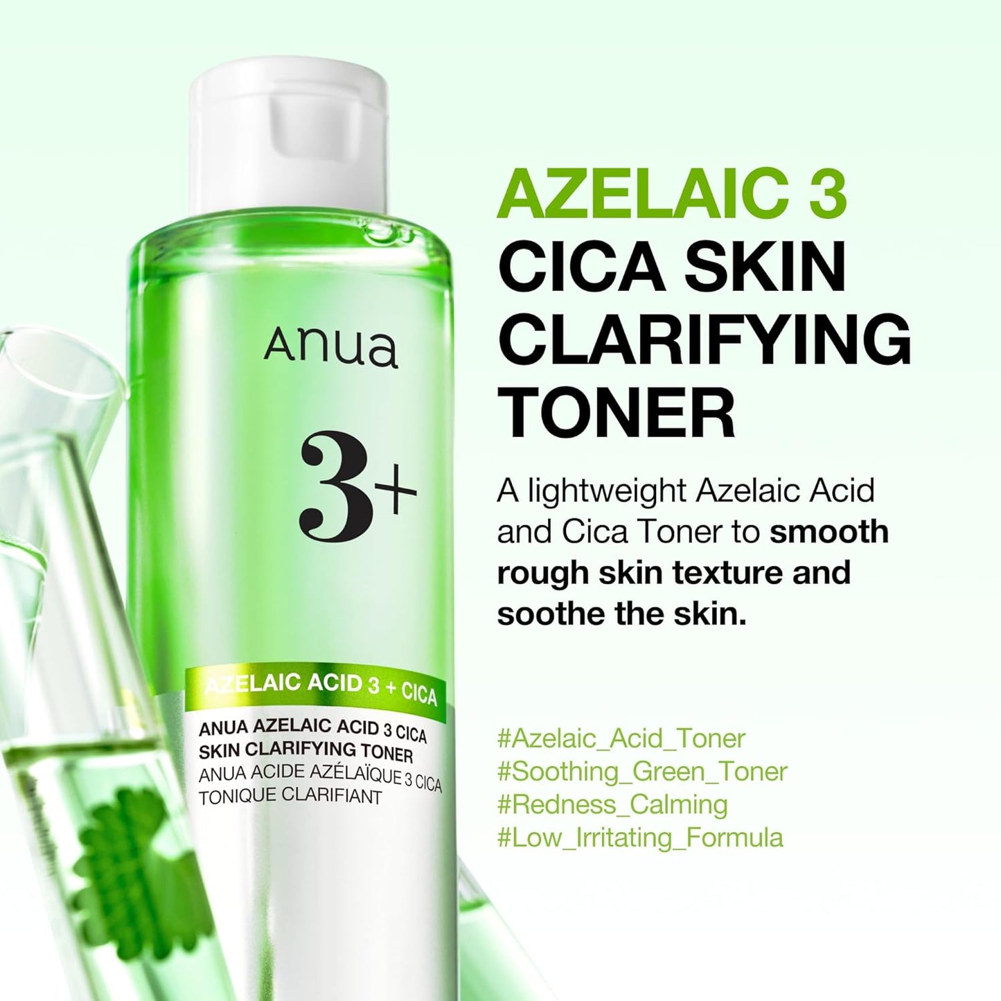Anua Tónico aclarante de ácido azelaico 3 CICA, tónico facial exfoliante diario con salicílico, para calmar y claridad de la piel, cuidado de sebo y manchas, adecuado para pieles sensibles, cuidado de la piel coreano, 8.45 onzas líquidas