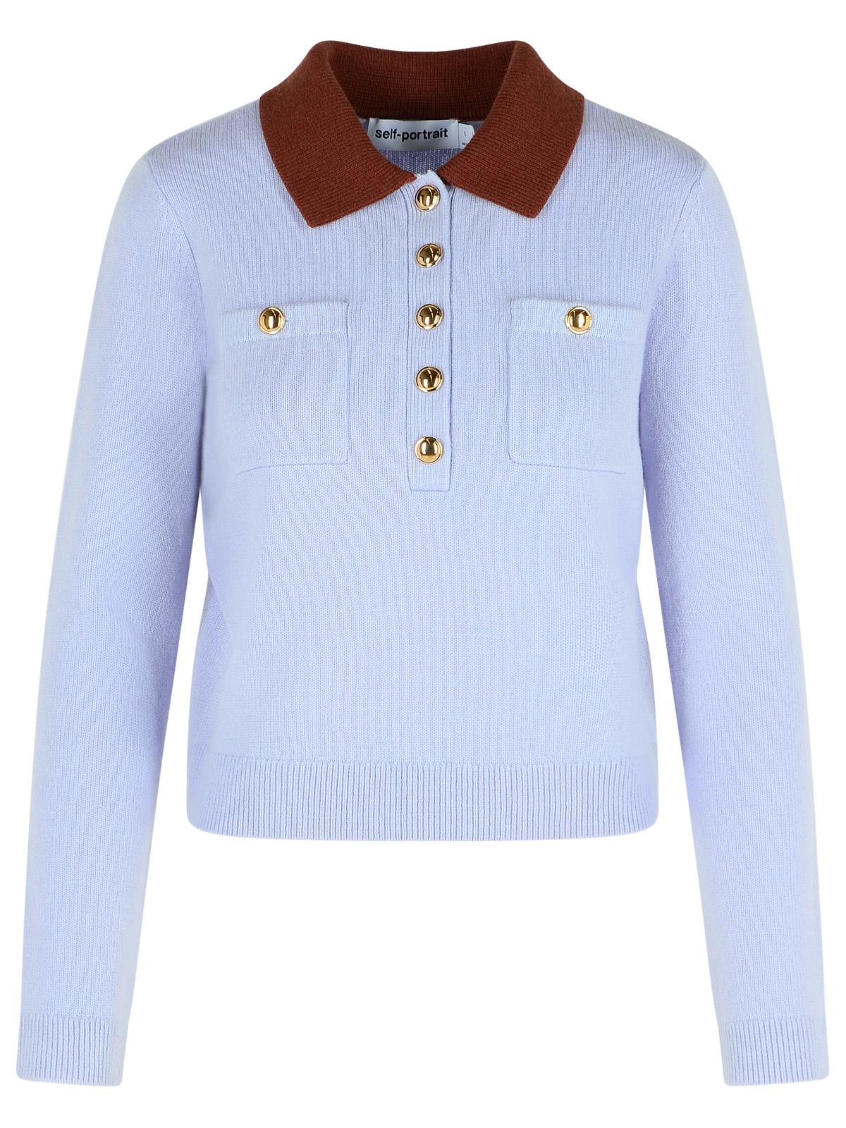 Self セルフポートレートブルーウールブレンドセーター - Image 2
