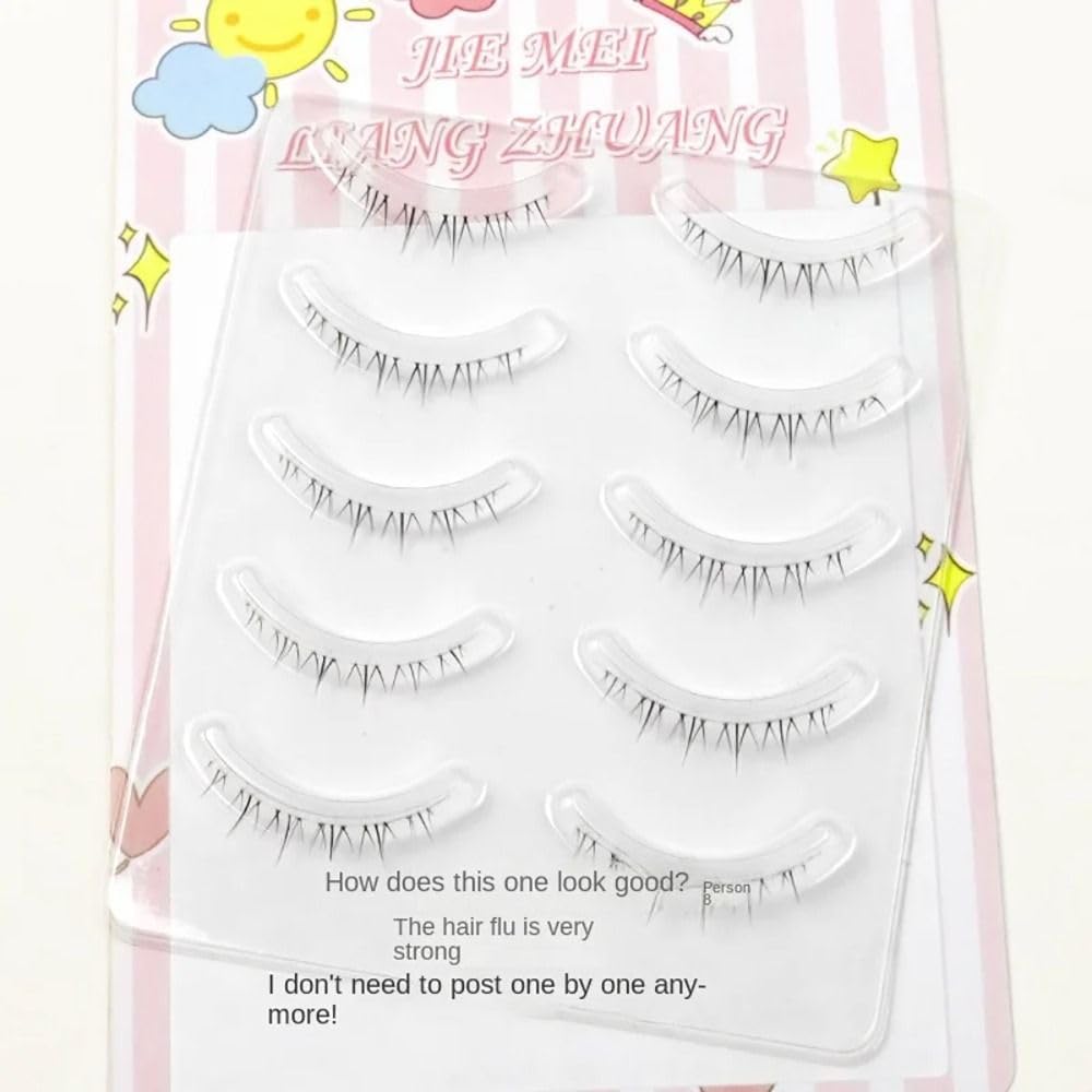 5 Pairs Transparent Stem Bottom False Eyelashes Soft Full Pair DIY One Piece False Eyelashes Small Devil Eyelash Extensions Beauty
