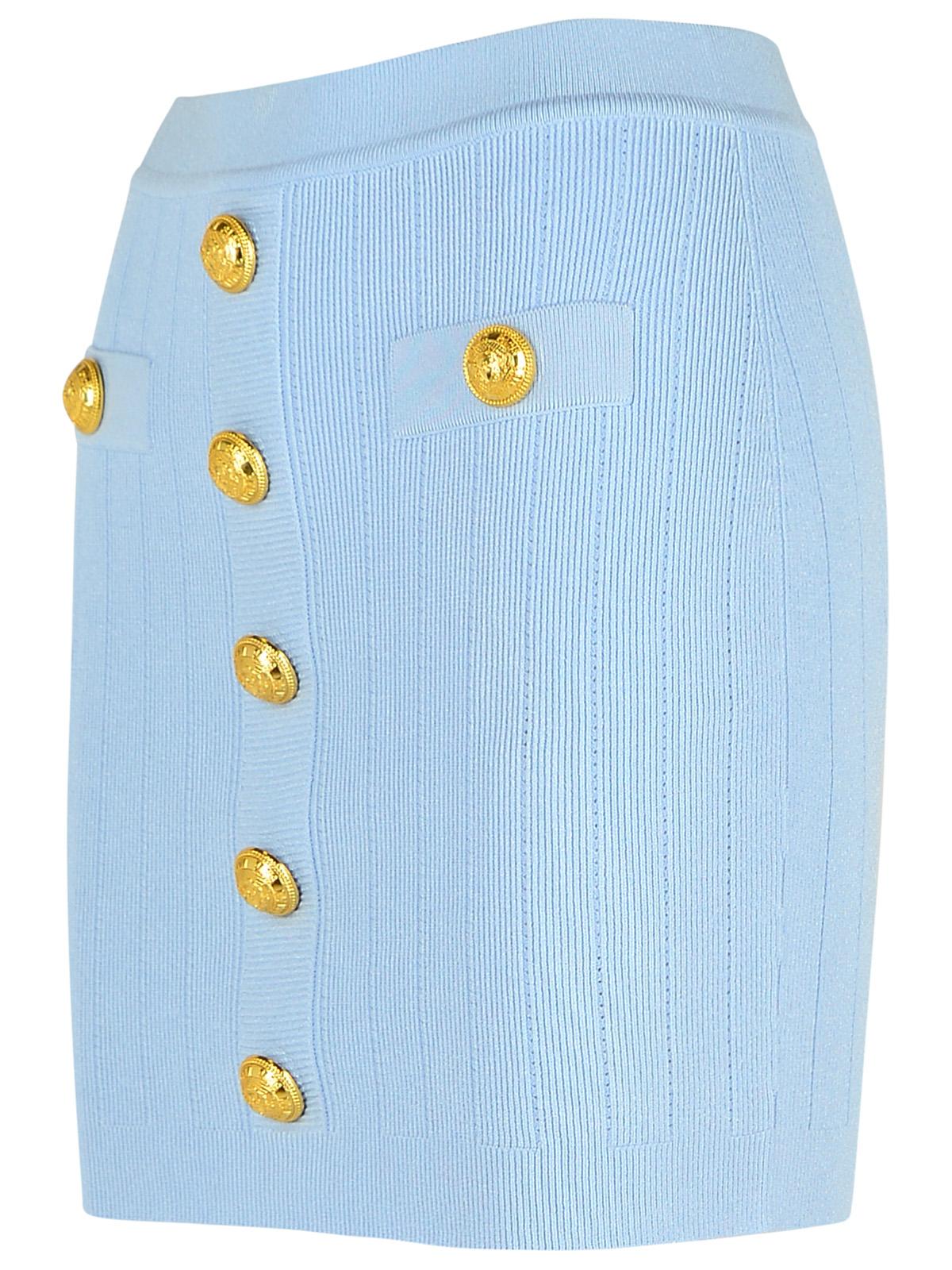 Balmain Light Blue Viscose Blend Miniskirt - Image 2