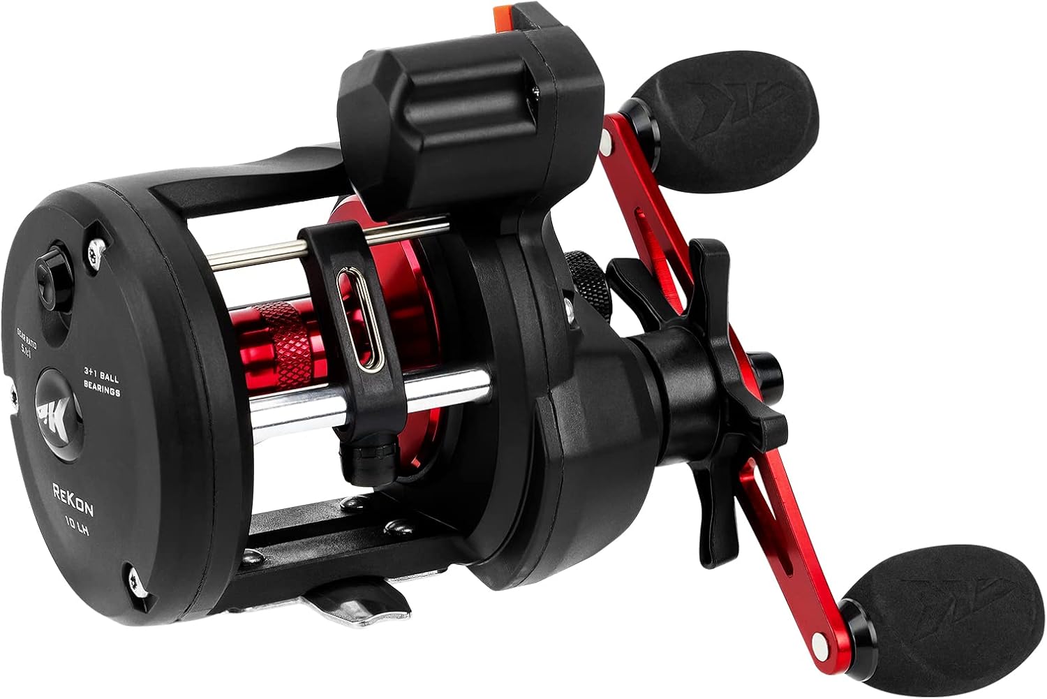 KastKing ReKon Line Counter Trolling Fishing Reel Round Baitcasting Reel Left Handed Size 10