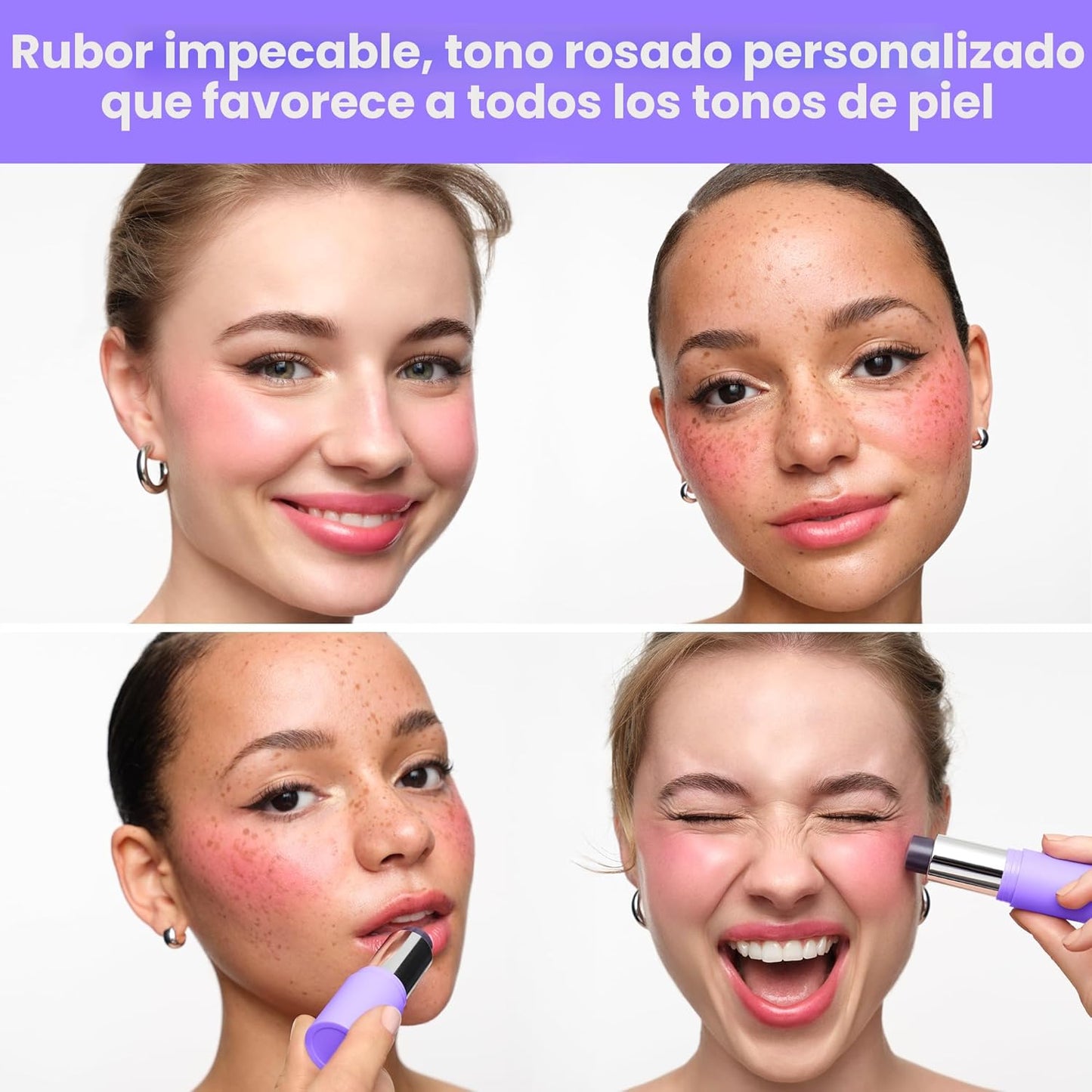 Wonderskin Colorete en barra pH-Activado - pHlush Barra multiusos, tinte cremoso para mejillas y labios, maquillaje nutritivo refrescante que ajusta el color