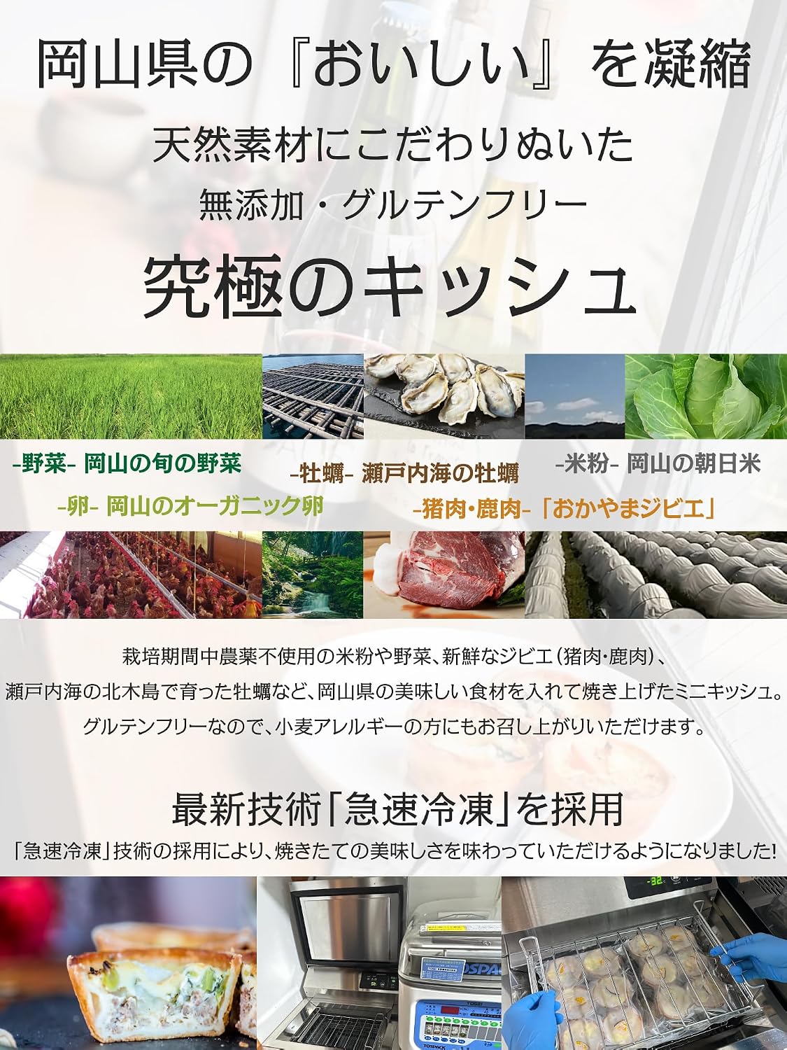 (Frozen) Rice Flour Mini Quiche in Gift Box (Memesylvi's Mini Quiche) Produced in Okayama Prefecture, Oysters, Gluten Free, No Additives, Gift, Souvenir, (D) "Oysters from Kitaki Island and Seasonal Vegetables" (3 Pieces)
