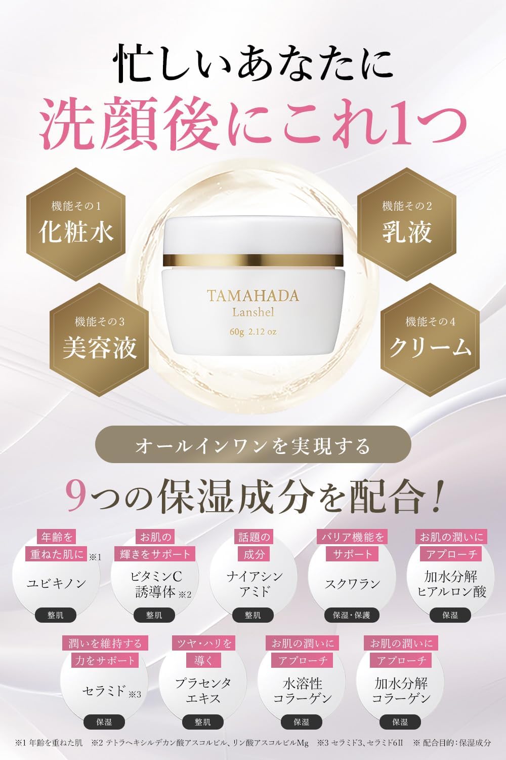 Sonyando Pearl Skin Rancel All-in-One Gel, Egg's Power, Provides Firm and Elastic Skin Moisturizing, Milky Lotion, Lotion, Cream, Vitamin C, Coenzyme Q10, Placenta Extract, Eggshell Membrane (2.1 oz