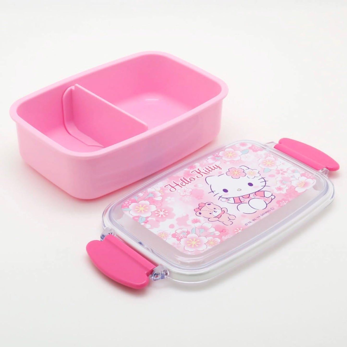 OSK (O-SUKE) Hello Kitty Sakura Lunch Box with Divider, 500ml, Made in Japan, Dishwasher and Microwave Safe, with Packing, Stylish, Cute, for Children, Elementary School Students, PL-1R