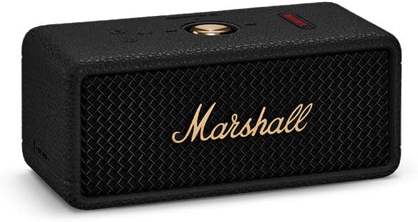 Marshall Wireless Portable Waterproof Speaker Emberton III Black & Brass Continuous Playback 32 Hours/IP67 Waterproof/Compact/Fast Charging [Domestic Genuine Product]