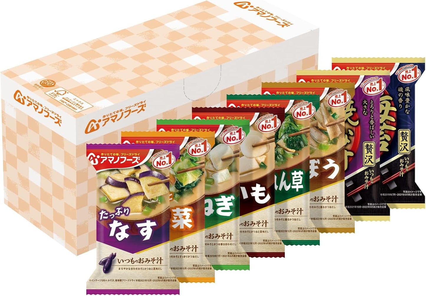 Amano Foods Blessing of Deliciousness Miso Soup 8 Varieties 48 Servings Freeze-Dried Instant Miso Soup [EC Exclusive]