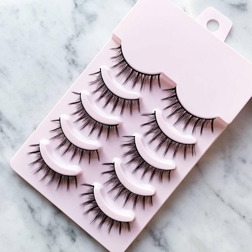 3D False Eyelashes Popular Black Natural Axis Soft Core Premium Fiber Hand Made A Natural Fluffy Long Soft Reusable 5 Pairs Long Middle Length Cluster H37