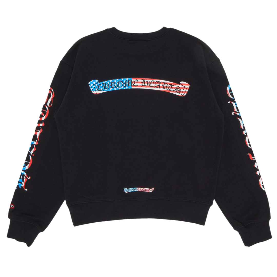 CHROME HEARTS 'USA SCROLL' BLACK CREWNECK SWEATER
