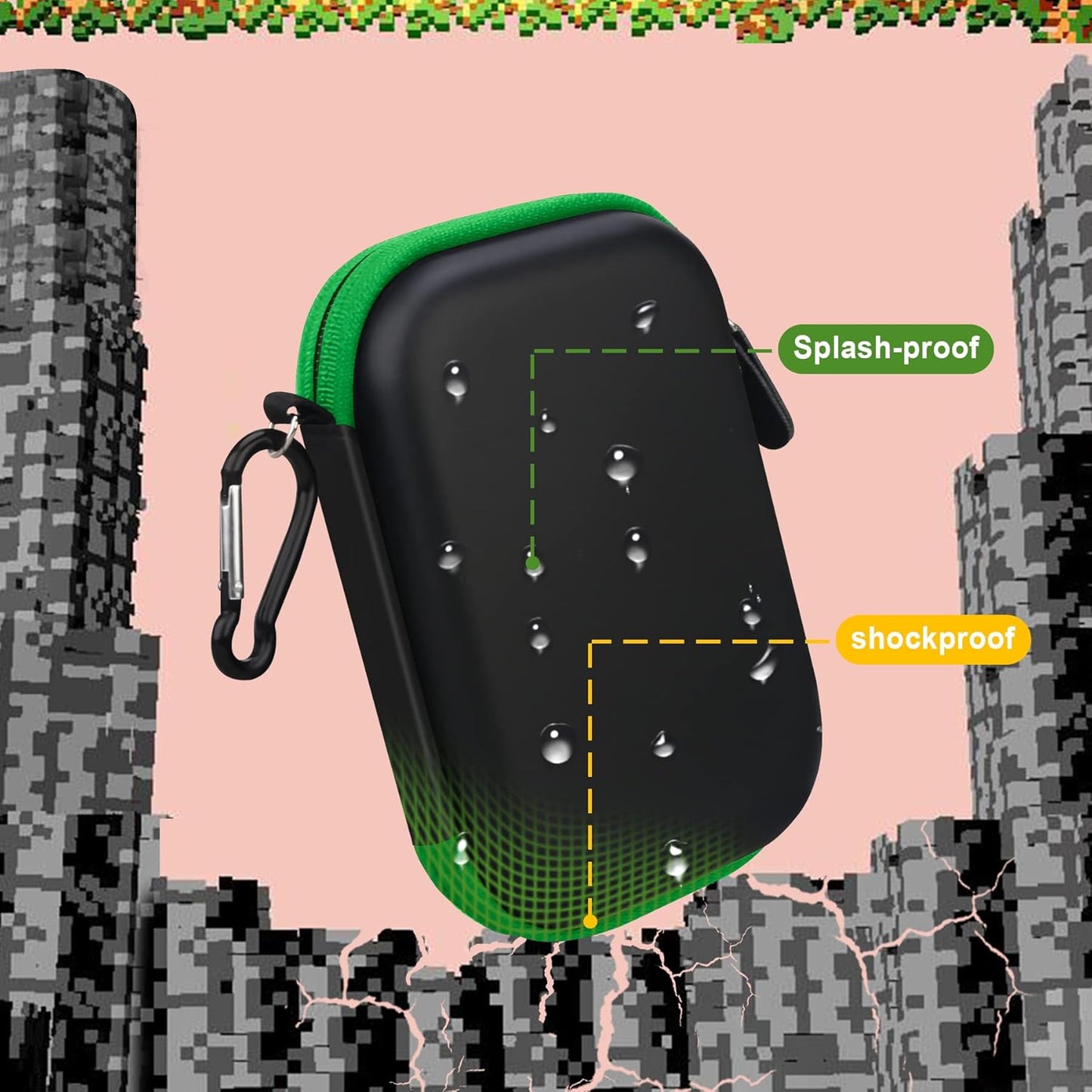 BOVKE Carrying Case for Nintendo Game & Watch - The Legend of Zelda Handheld Game Console Classic Device Mesh Pocket for Charging Cable Zelda Accessories Black