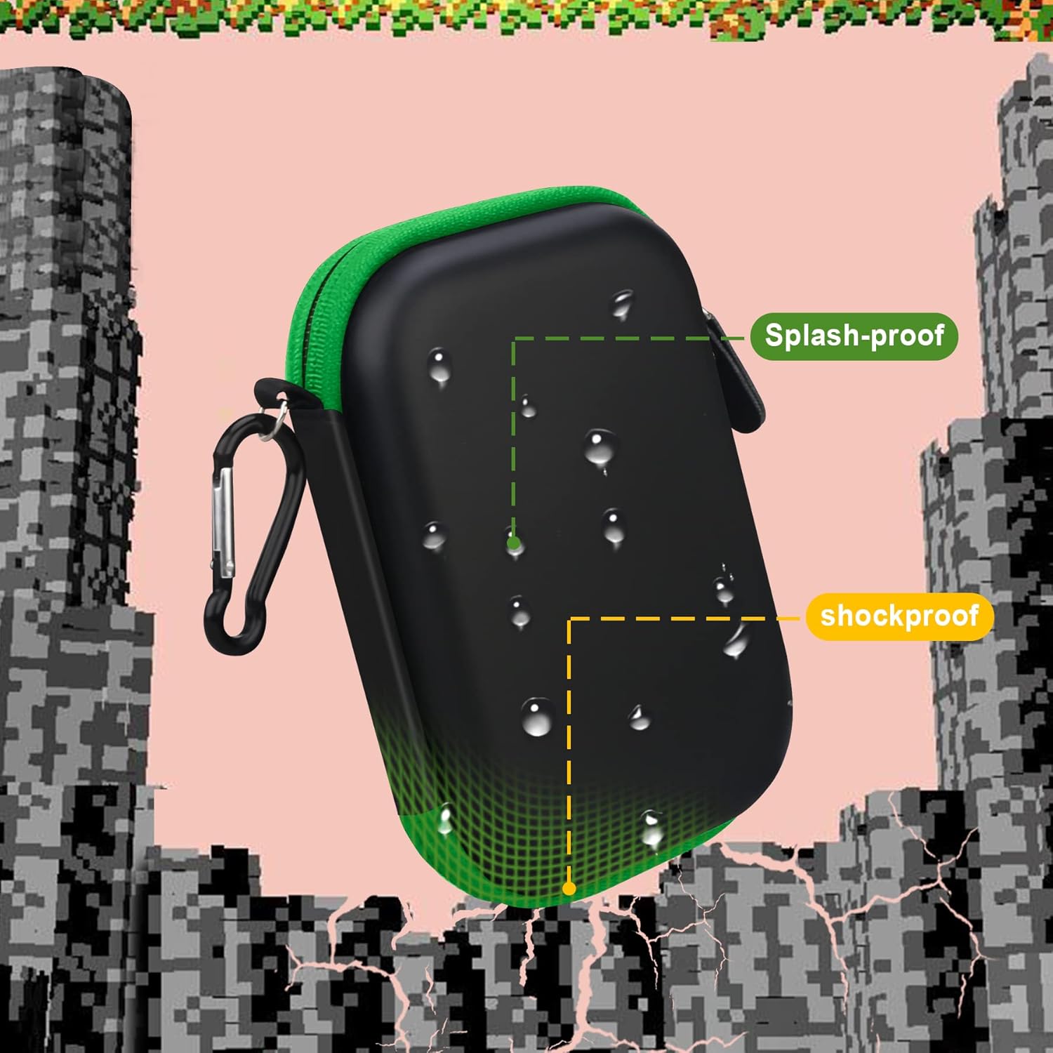 BOVKE Carrying Case for Nintendo Game & Watch - The Legend of Zelda Handheld Game Console Classic Device Mesh Pocket for Charging Cable Zelda Accessories Black