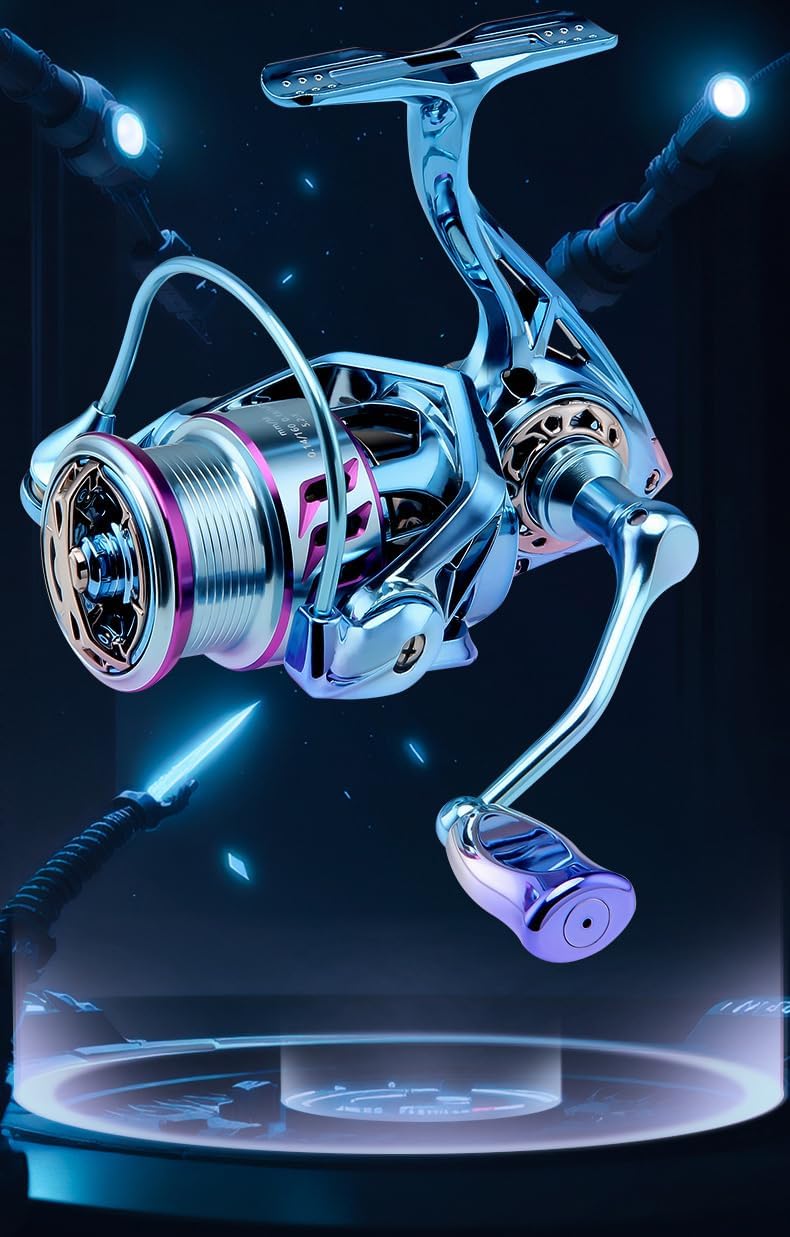 Spinning Reel, Fishing Reel, 3000, Lightweight Reel, 5+1BB Bearings, Smooth Winding Feel, Gear Ratio, 5.2:1, Maximum Drag Force, 17.7 lbs (8 kg), Left and Right Interchangeable Handle, Far Throw Reel,