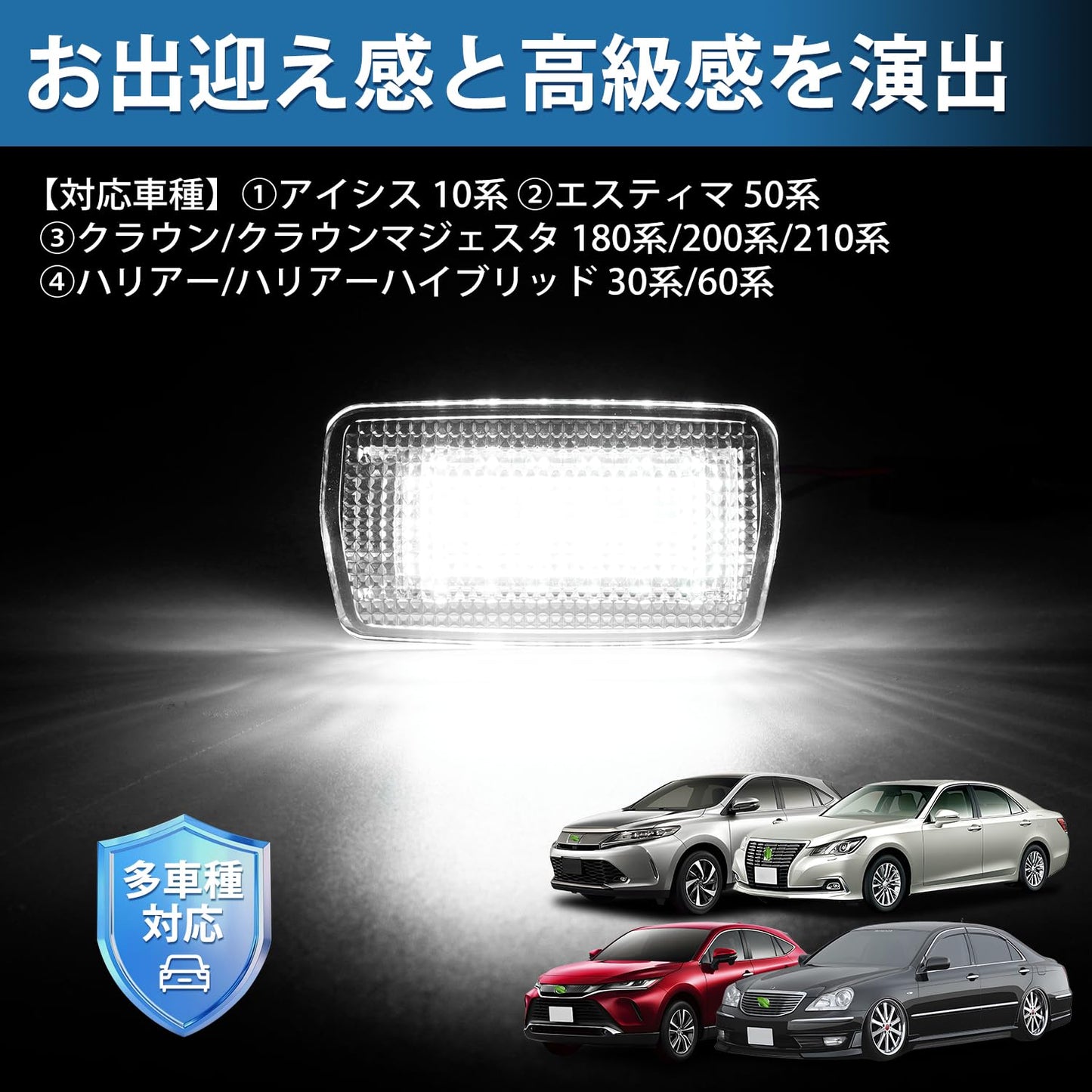 Toyota Crown Majesta 180 Series 200 Series 210 Series Courtesy Lamp LED Harrier 30 Series 60 Series Door Welcome Light Isis 10 Series Estima Hybrid 50 Series 20 Series Foot Lamp Pure White