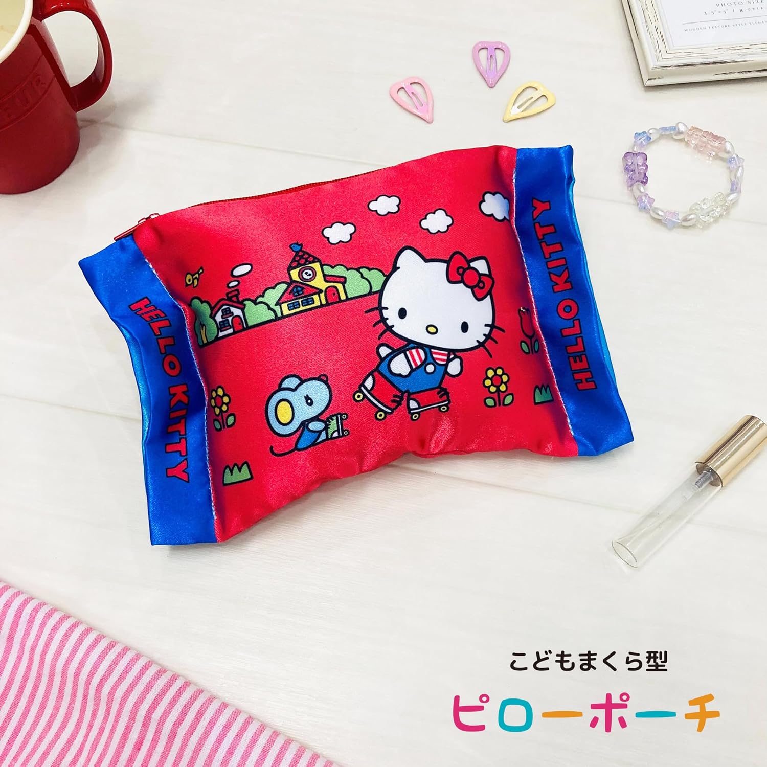 MORIPiLO Hello Kitty Tissue Case, Sanrio Characters, Merchandise, Plush Pouch, Small, Cute, 7.9 x 5.5 inches (20 x 14 cm), Pillow Pouch, White