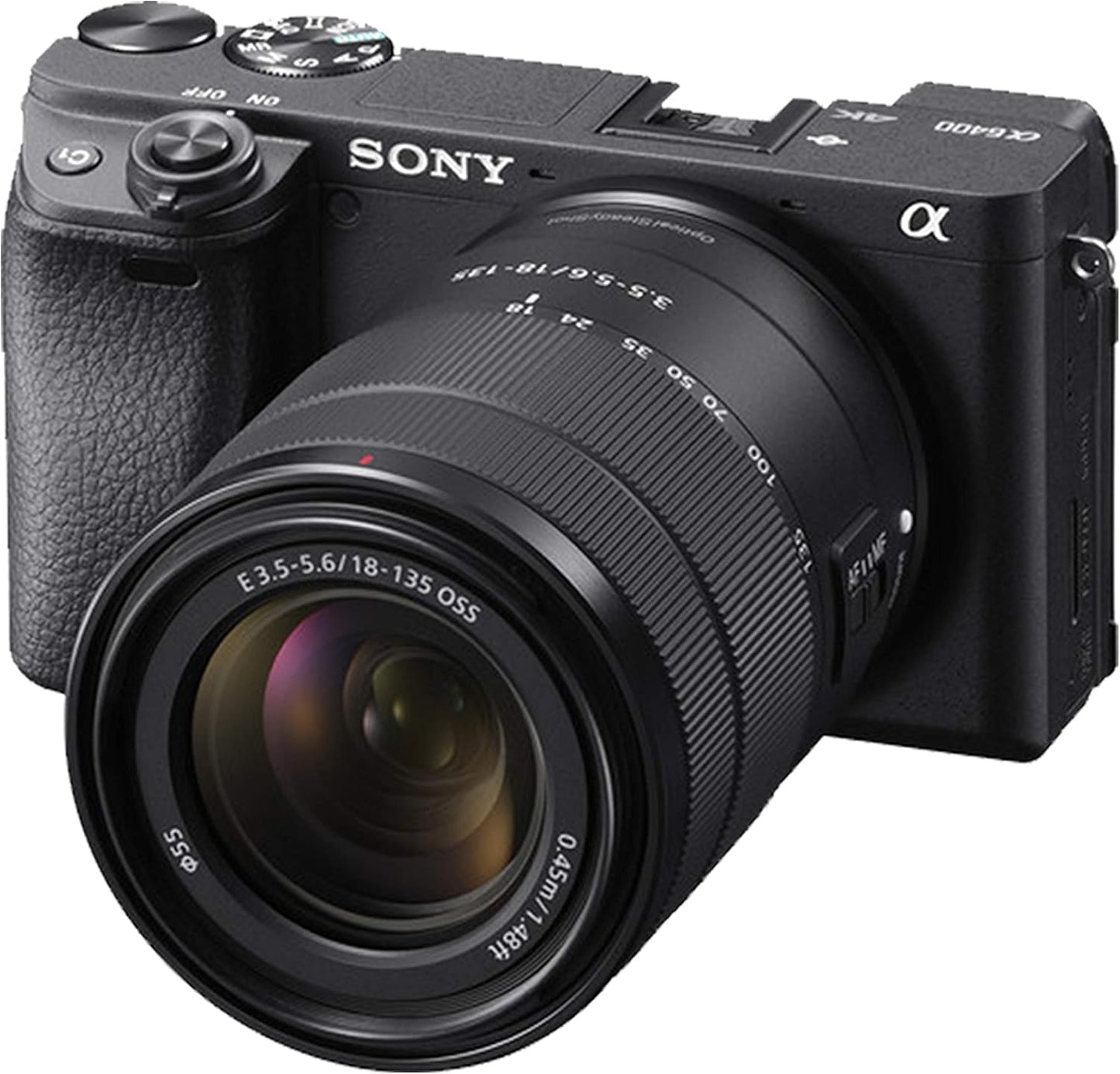 カーディナルカメラ-Sony Sony Alpha a6400 ミラーレスカメラ 18-135mmと55-210mmレンズビデオバンドル+LEDビデオライト+マイク+極速度64GBメモリ(21個セット)、ILCE-6400M/B