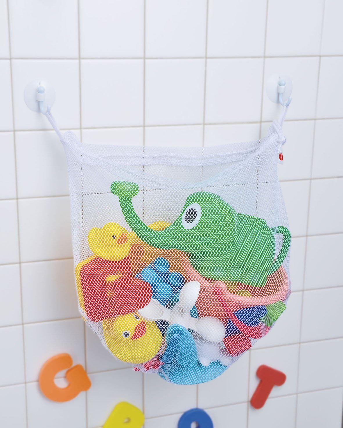 Daiya Bath Toy Storage Bag for Washing and Drying Toys, Mold-Resistant, Water Play, Bottom Diameter 15.7 inches x Height 15.7 inches, 030063 Multicolor, 1 Piece (x 1)