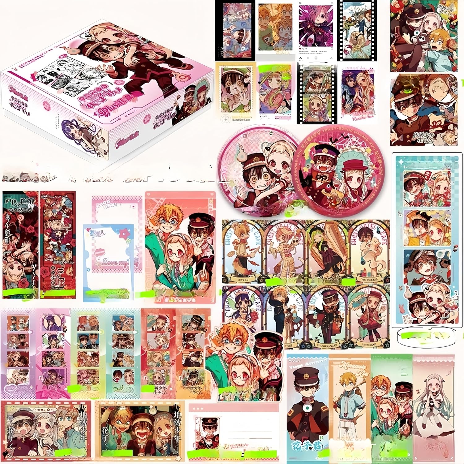 Shibaku Shounen Hanako-kun Goods 51-Piece Set Lucky Bag with Base Badge Acrylic Stand Small Cards Hanako-kun Yahiro Nene Anime Merchandise Birthday Present Gift Moe Goods Souvenir Parallel Import