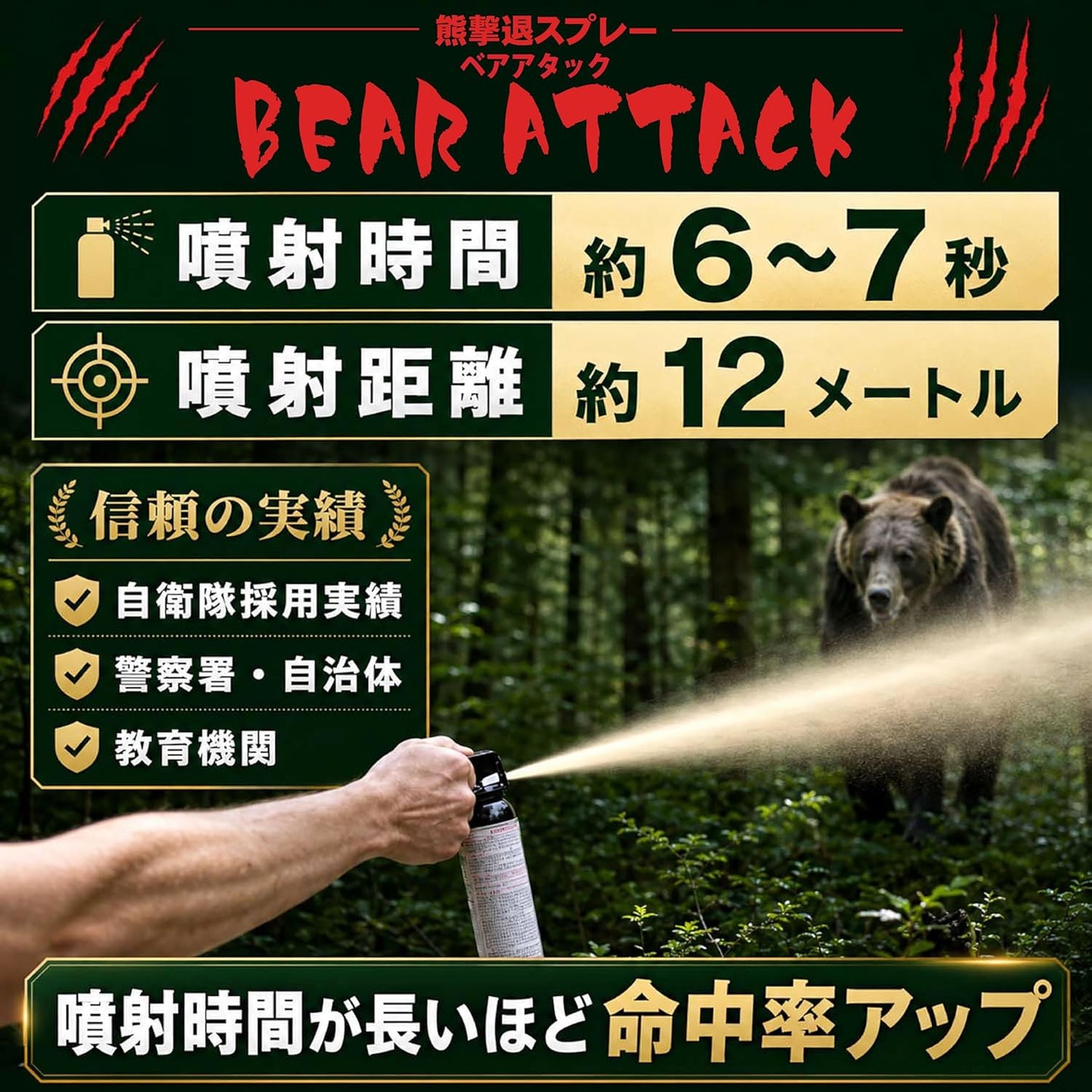 Rangs Japan Bear Attack Bear Repellent Spray, New Specifications, Up to 39.7 ft (12 m), Enhanced Model (6 to 7 seconds), EPA Certified, SDS (Safety Data Sheet), Certified by multiple national public