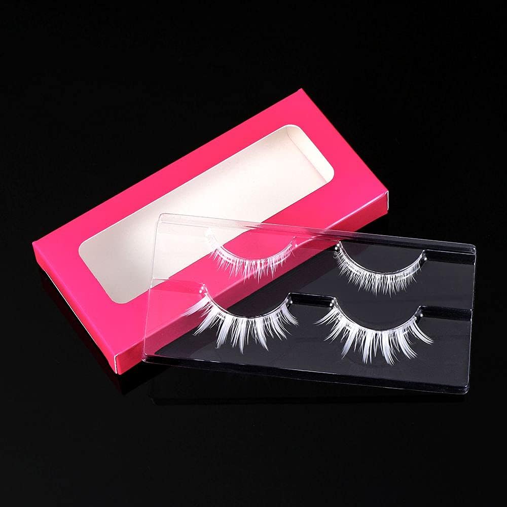 2 Pairs White False Eyelashes Cosplay Eyelashes Fashion Extension Makeup Tool Lightweight PBT Silk Up and Down Eyebrows Reusable