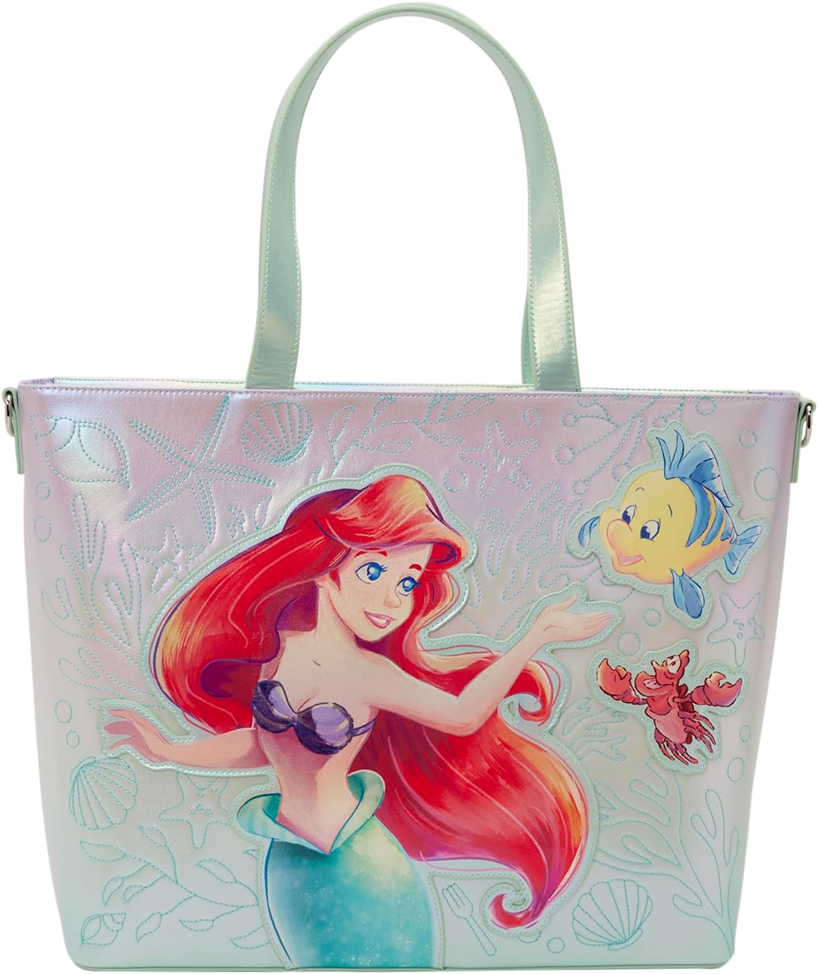 Loungefly La Sirenita Ariel, Flounder y Sebastian Bolso de mano con monedero