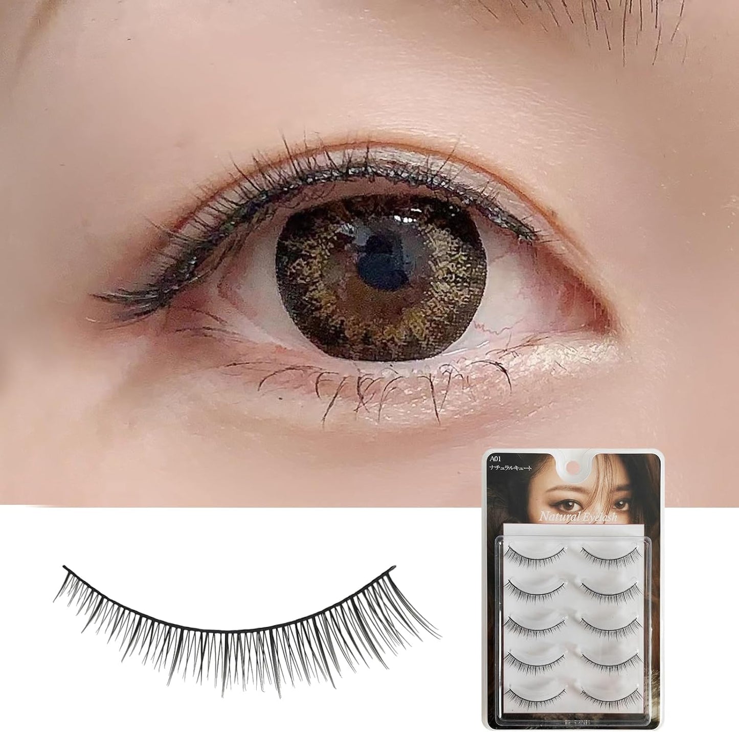 D-ONE Natural 5 Pairs False Eyelashes (A01, Natural Cute)