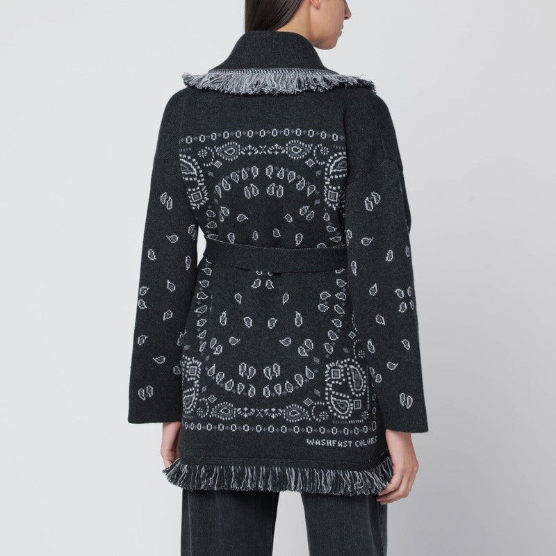 Alanui Dark Gray Bandana Jacquard Cardigan - Image 2
