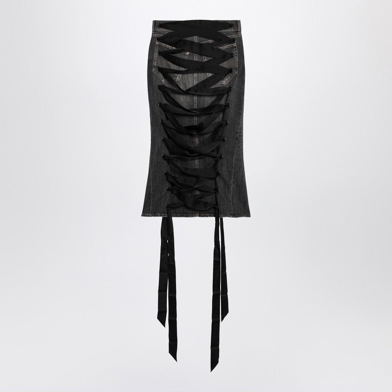 Balenciaga スモーキーグレーデニムのレース付きバレンシアガスカート - Image 2