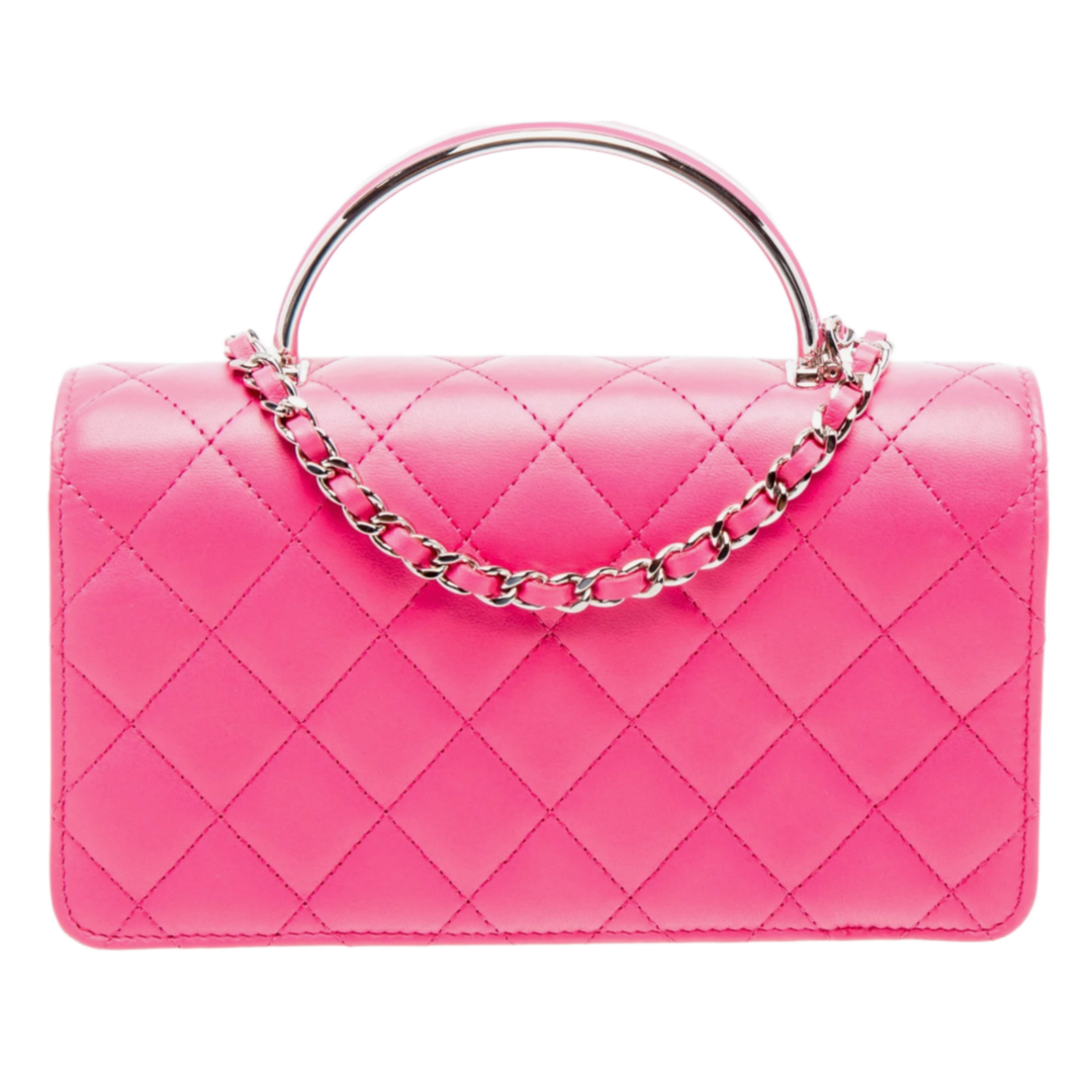 CHANEL 'FUCHSIA' ENAMEL METAL HANDLE BAG