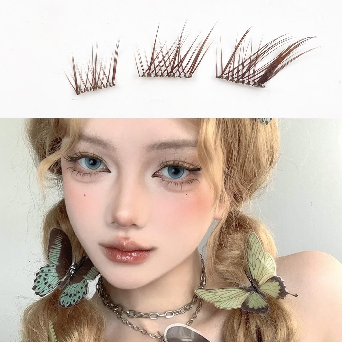 3D Cat Eye Soft Brown False Eyelashes Natural Cartoon Fox Cluster DIY Eyelash Extensions Whispy C Curl Clear Band Eyelash Extensions Individual Eyelashes