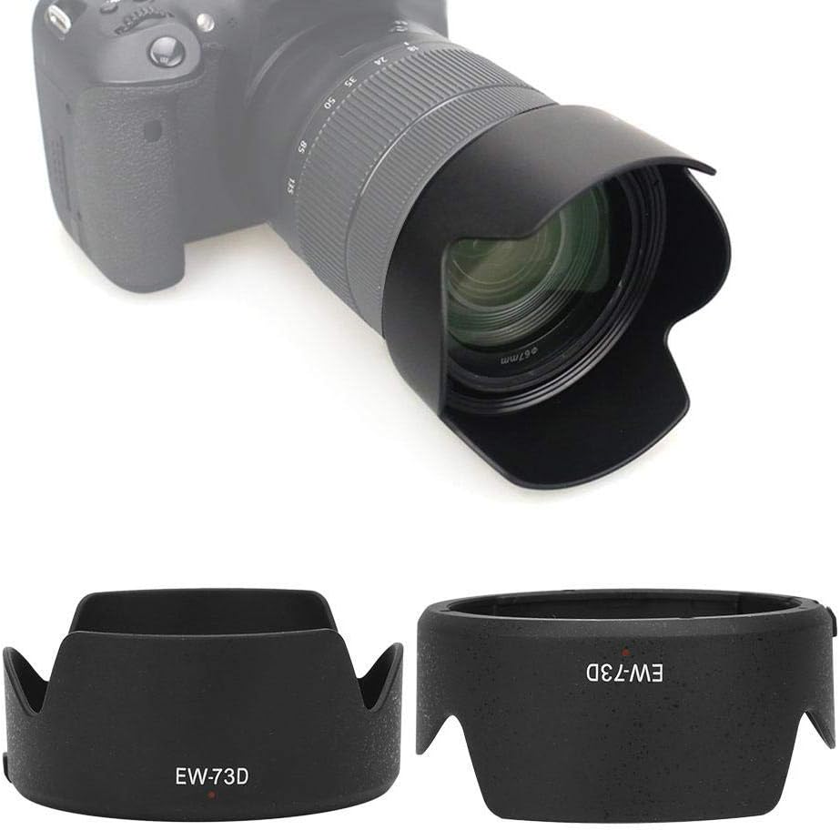 Camera Lens Hood for Canon EF-S, EW-73D Plastic Camera Lens Hood Shade EF-S 18-135mm f/3.5-5.6 IS USM Lens, Lens Hood for Lighting Photography, Night Photography