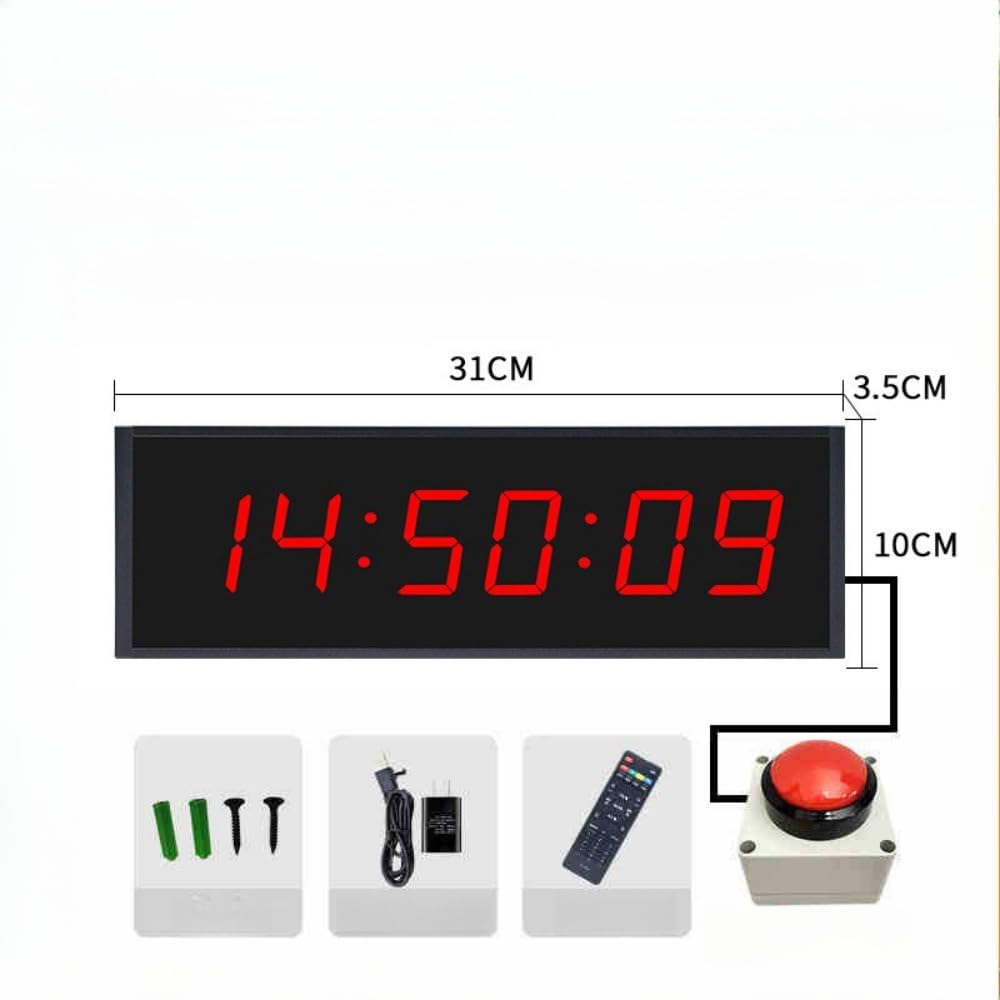 "NexPon" 4/6 Digit Competition Timer with Stopwatch Button, Fitness Training Interval Timer LED Digital Wall Clock, Perfect for Gym, Gaming, Speed Racing (1.8", 6 Digit Timer)
