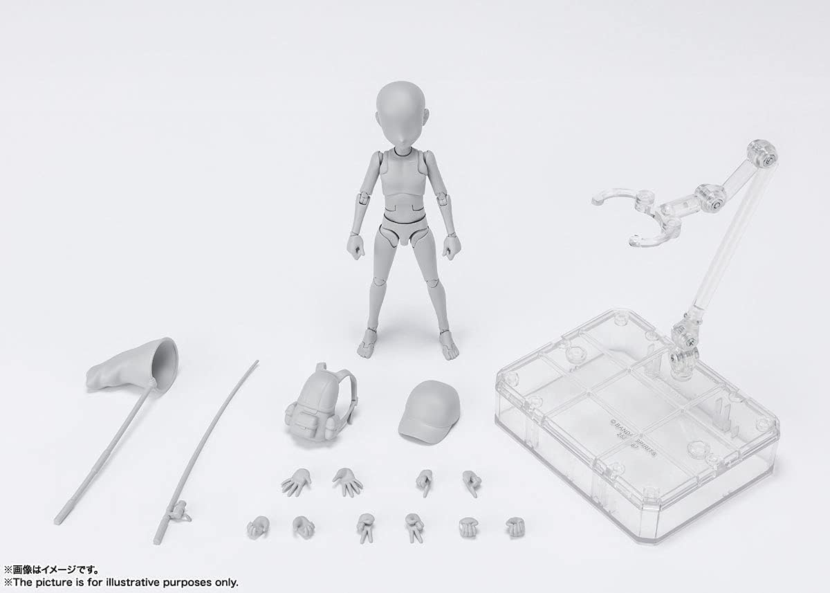 Bandai Spirits S.H. Figuarts BAS62102 Body Kun - Ken Sugimori Edition DX Set (Gray Color Ver.) Approx. 5.1 inches (130 mm), PVC & ABS Action Figure