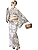 Aletta domani Women's Yukata 2-Piece Set, Yukata Belt Set, Half Width Belt, Reversible, 100% Cotton, Classic Pattern, Fireworks Festival