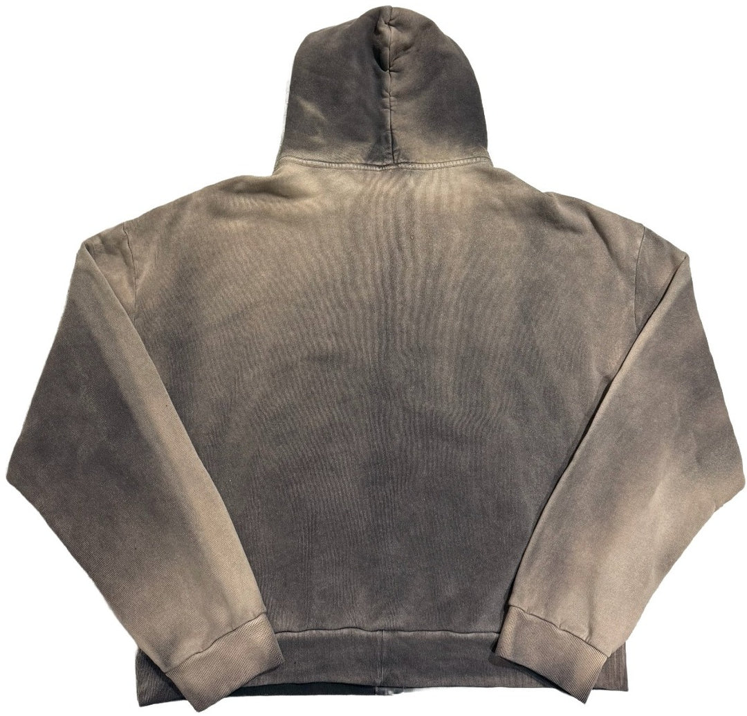 BOSSI 'BLACK HEAVY METAL' WASHED BROWN RHINESTONE ZIP-UP