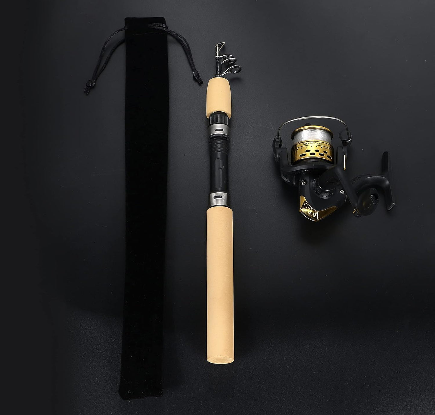 VILTAGE/釣竿セット【コンパクトロッド スピニングリール 】ロッド全長100cm ライン付き ロッドケース付き ナイロンライン付き