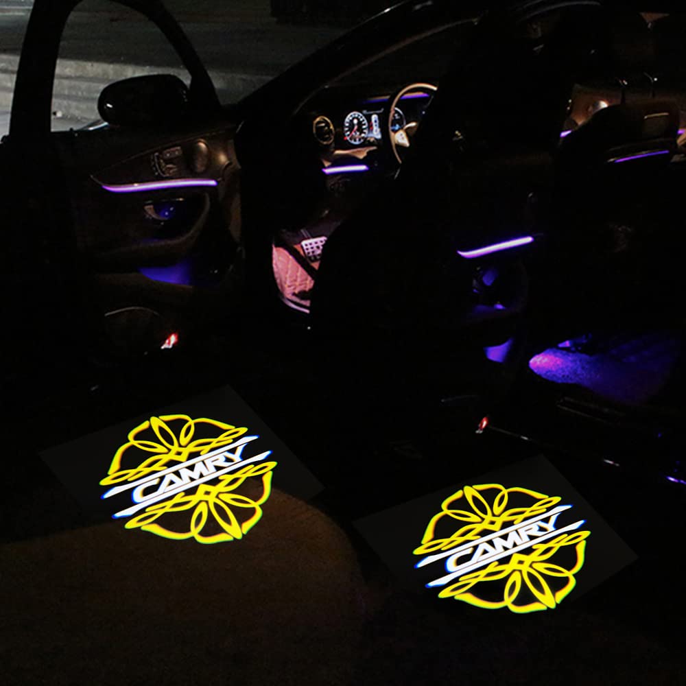 Courtesy Lamp, Toyota Door Welcome Light, Curtain Lamp Laser Logo Light, LED Logo Projection, Set of 2, Compatible with Car Courtesi, Toyota 40 Series Camry (07)