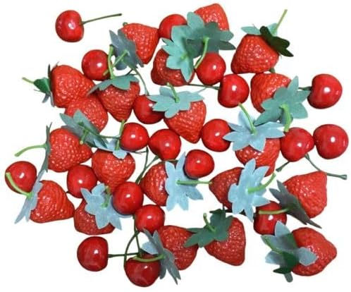 Cute Food Samples (Strawberries, Cherries), Food Models, Stores, Cakes, Fruits, Displays, DIY Displays, 20 Strawberries, 20 Cherries, Total of 40 Pieces