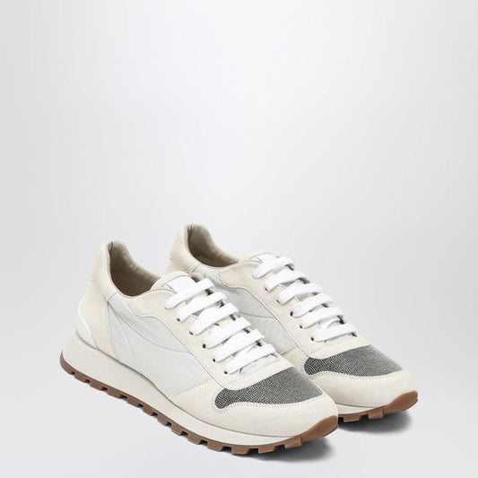 Brunello Cucinelli White Nylon And Suede Trainer - Image 2
