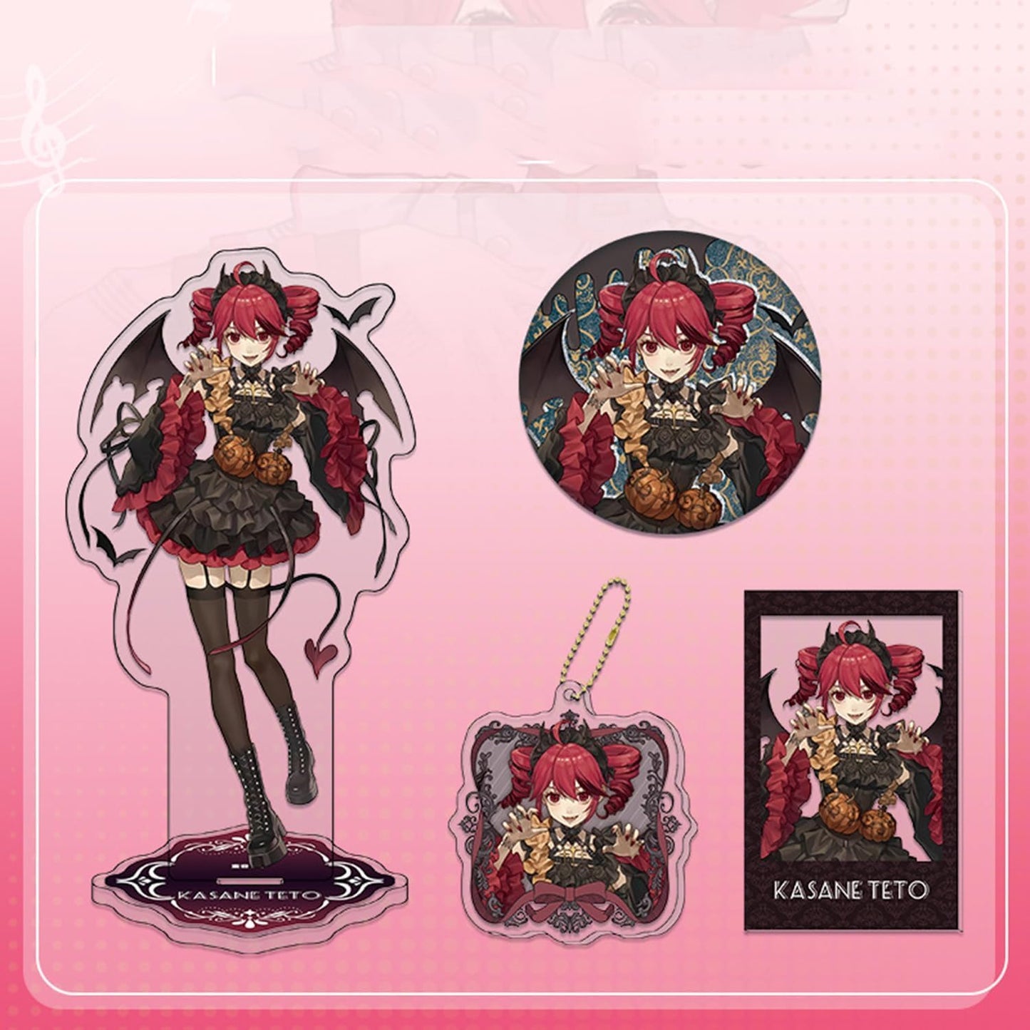 重音テト 福袋 グッズ 4点セット アクリルスタンド 缶バッジ キーホルダー クリアブロマイド 可愛い 萌えグッズ アクスタ キャラクター 周辺 飾り コレクション 誕生日 プレゼント (B) [並行輸入品]
