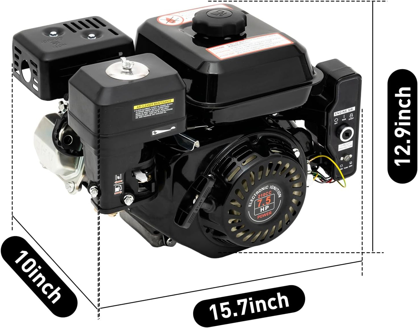 212CC Go Kart Log Splitter Engine 4 Stroke 7.5 HP Electric Start Horizontal Engine Go Kart Engine Gas Engine Motor Power Go Kart Lawn Mower Generator Wood Splitter