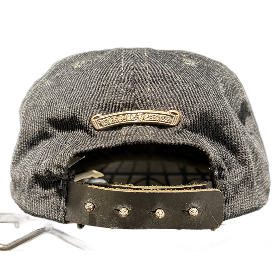 CHROME HEARTS 'BLUE FLORAL DAGGER' BLACK CORDUROY HAT