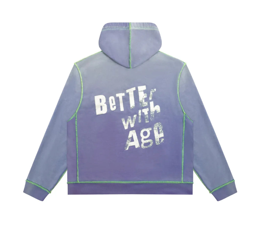 *BETTER WITH AGE 'FLAMING PASSION' VINTAGE PLUM HOODIE