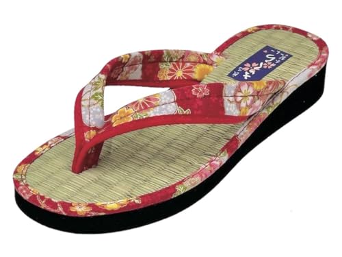 Daimyo Shokai Women's Thong Tatami Folding Sandals Japanese Pattern, Made in Japan