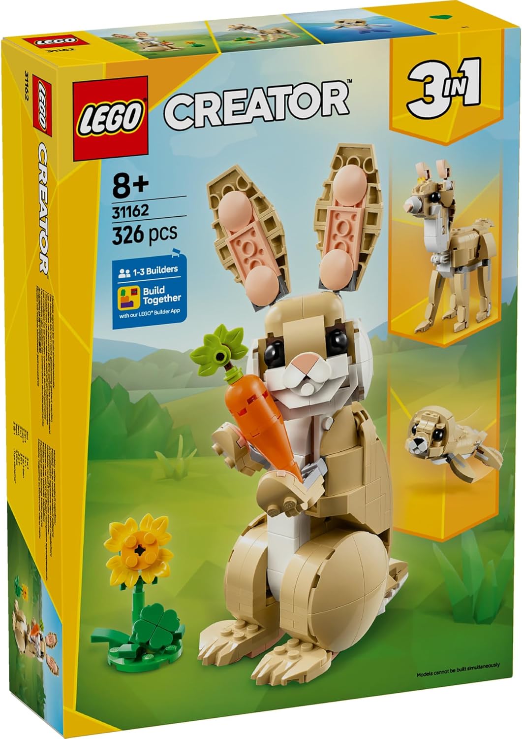 LEGO Creator Rabbit Toy Blocks, Gift, Present, Birthday, Blocks, Girls, Boys, Children, Ages 8, 9, 10, Elementary School Students, Animals, Creatures, 31162