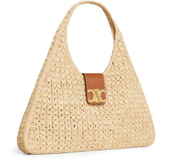 CELINE Cabas triangle in raffia and calfskin - Image 2